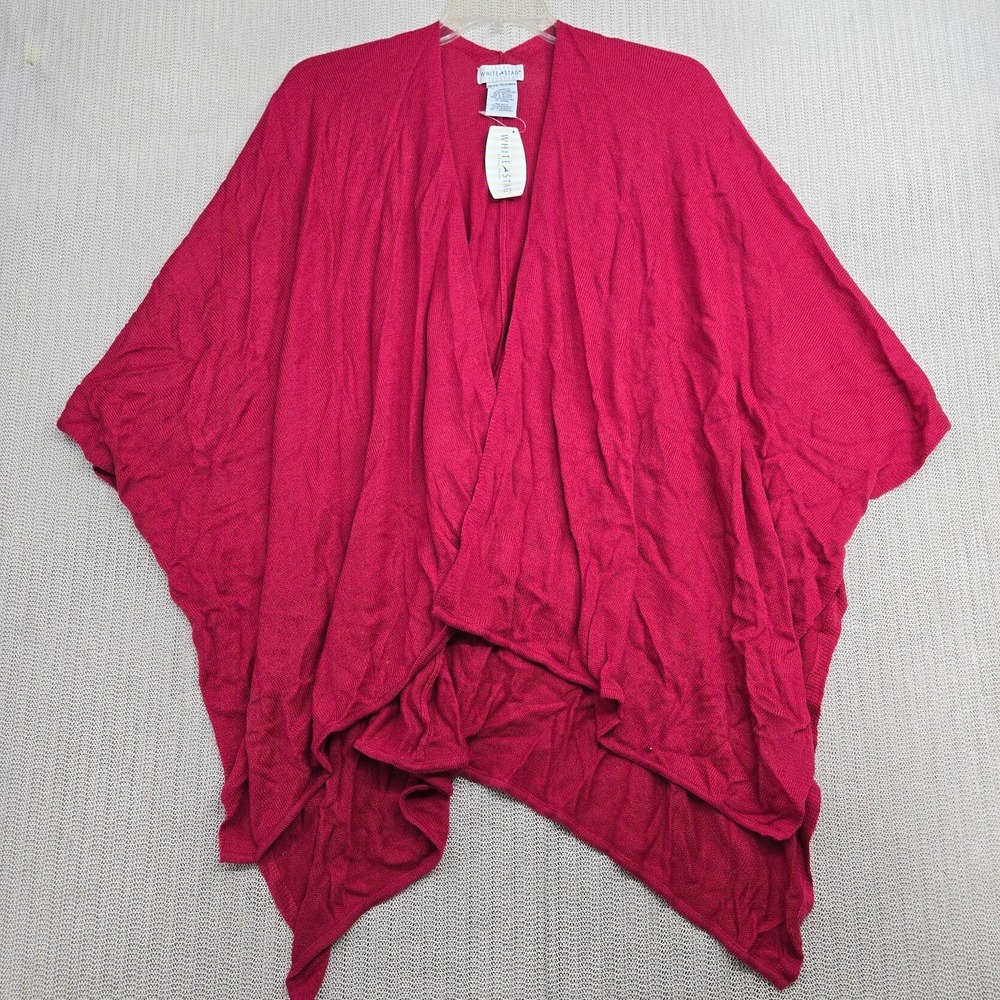 White Stag Soft Knit Wrap Womens One Size Raspberry Acrylic Open Front Shawl New